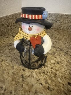 Vintage Snowman Candle Cover 