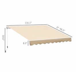 10’x8’ Patio Shade with Manual Crank Handle