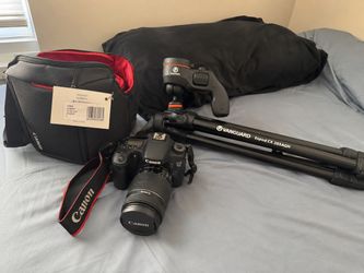 Canon EOS 70D DSLR camera + 18-55mm Lens + Vanguard Tripod + Canon Bag