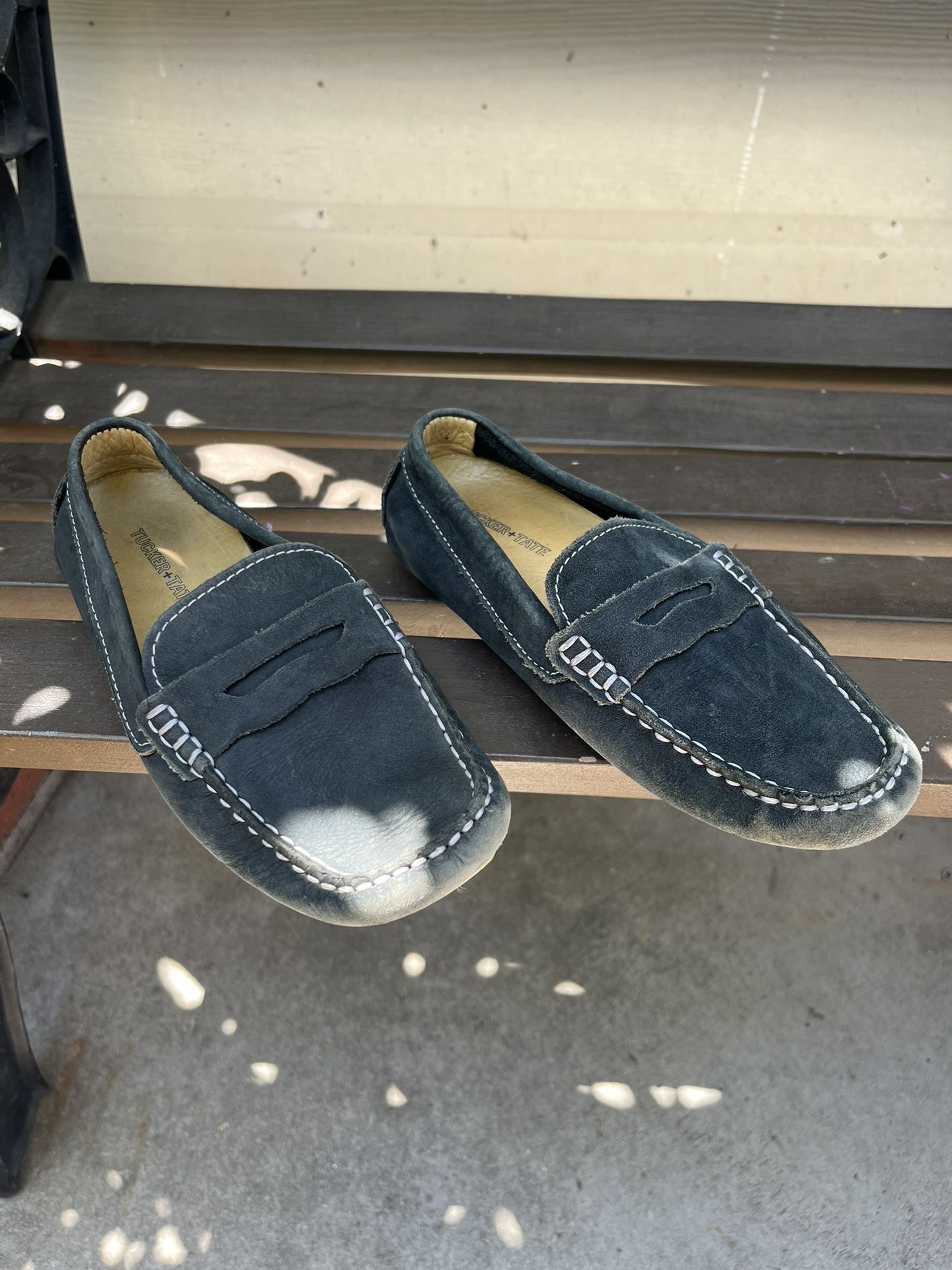 Kids Navy Leather Loafer