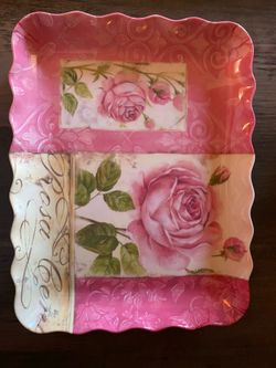 Vintage amore rose melamine serving tray