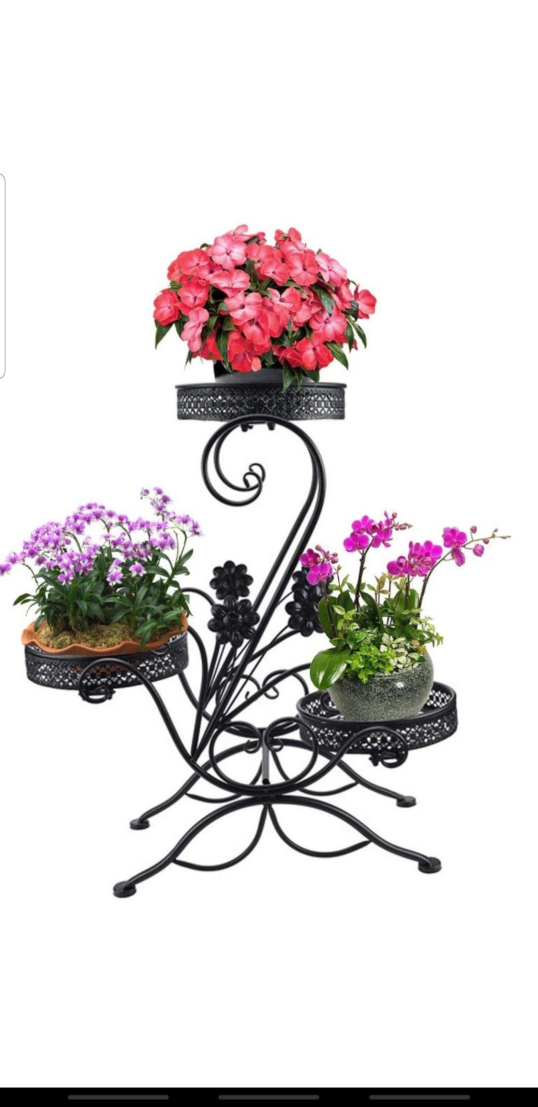 unho Plant Stand Flower Pot Shelf Indoor 3 Tier Iron Stand Outdoor Displaying Plant Holder for Garden Patio Decors,