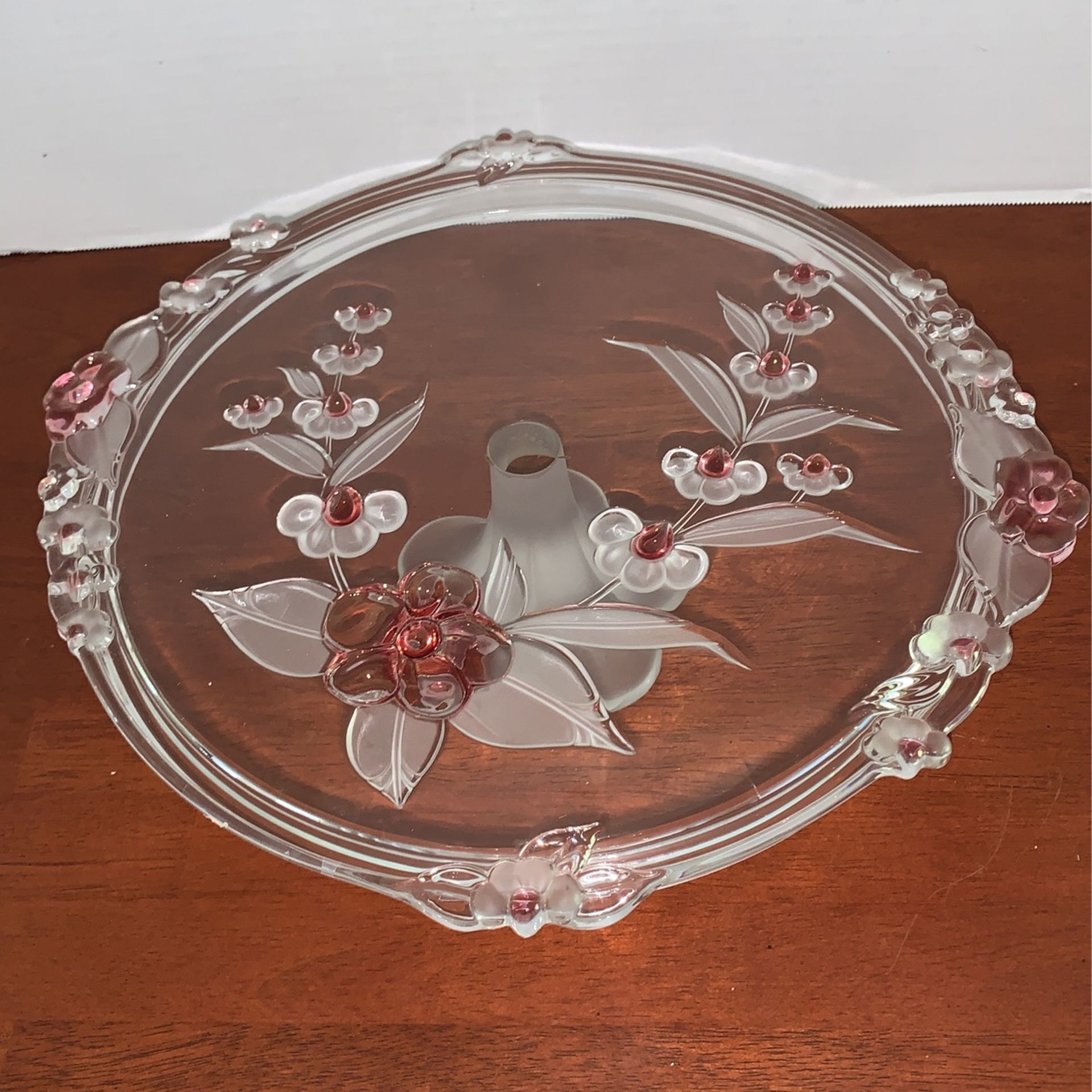 Mikasa Cherry Blossom Glass Cake Plate, 14 Inches LR