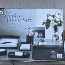 6-piece Top-Grain Leather Desk Set