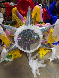 Plain white silver tambor star pinata