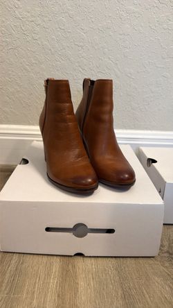 Aldo Brown Leather Ankle Boots with Block Heel