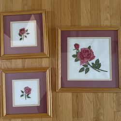 Set of 3 Beautiful Cross Stitch Pictures 