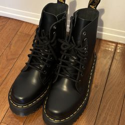 Dr.Martens Jadon Platform Leather Women's Boot - Black Polished Smooth, Size:5US