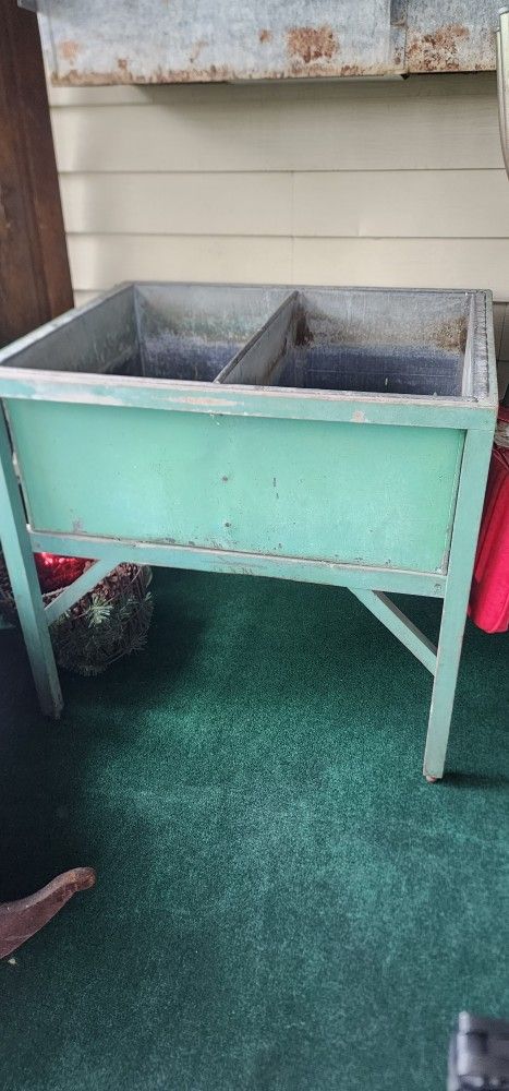 Vintage Double Wash Stand ,Galvanized