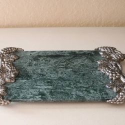 Vintage Godinger Green Marble Cheese Tray