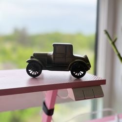 Vintage 1974 Banthrico Inc. Chicago Metal Car Bank | Antique Coupe Promo