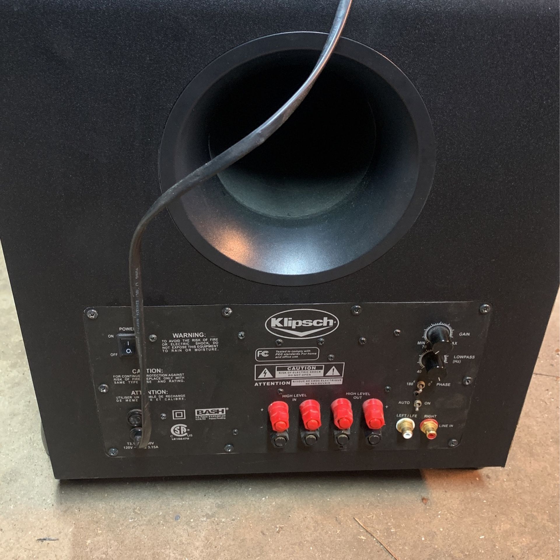 Not Working Klipsch 12 Inch Base Unit Powered Subwoofer