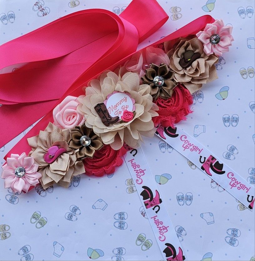 Little Cowgirl Baby Shower Sash,mom To Be Belly Sash