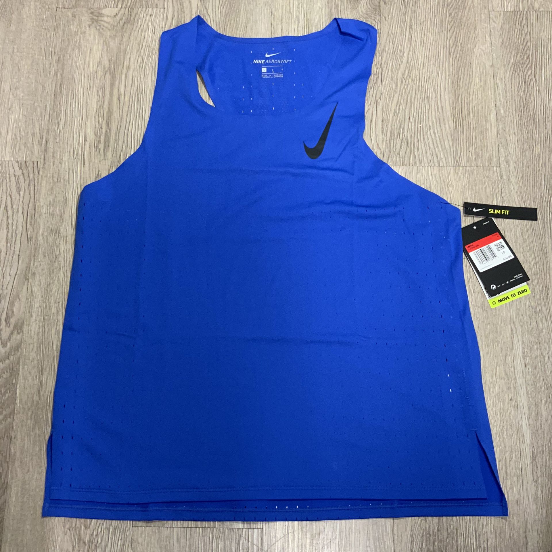 Nike Men’s Aeroswift Running Singlet Sz. Large CJ7835-405 BLUE