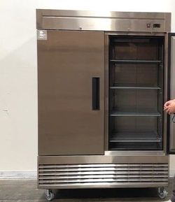 NSF Reach In Two Door Refrigerator SS interior C55R