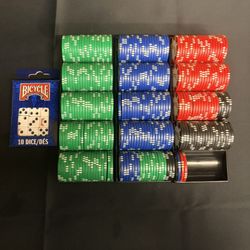 Bicycle Porker Chips + Bicycle Dice 