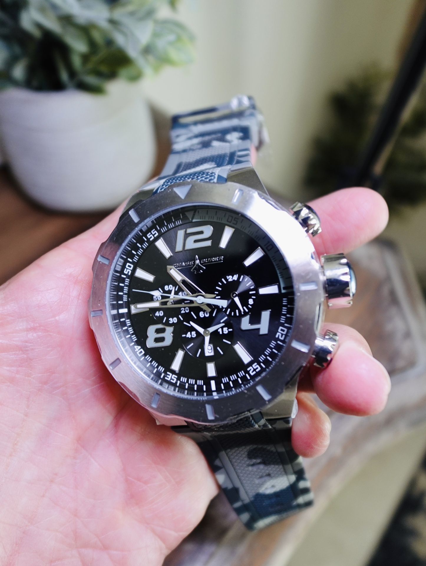 NEW ⭐️ Chase Durer Chronograph Mens Watch 52mm Camo Blue