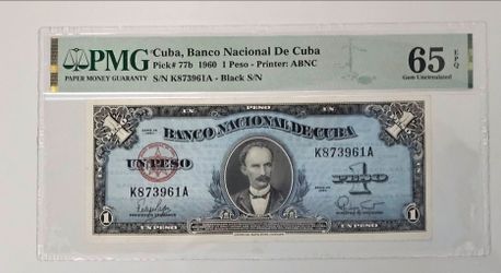 1 peso 1960 cuba PMG 65