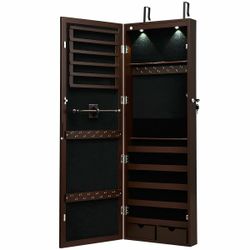 Duráble Wáll Mounted LED Mirrored Jewelry Cábinet