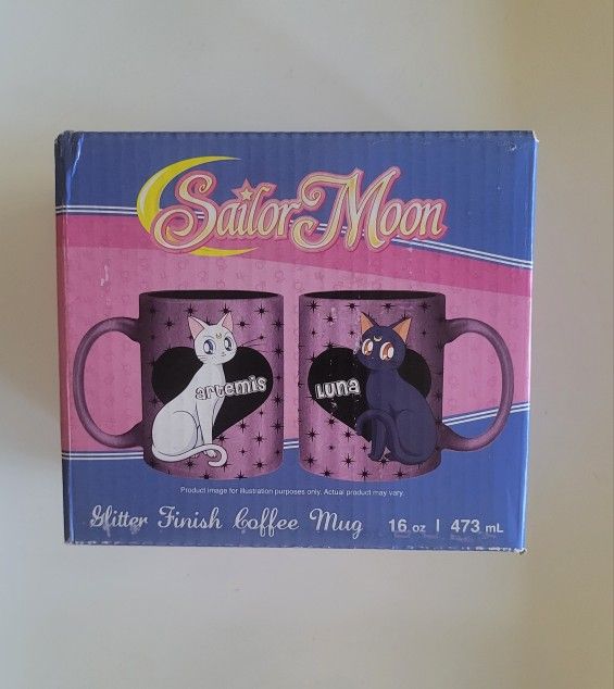 Sailor Moon Artemis & Luna Glitter Finish Coffee Mug Gamestop Exclusive
