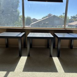 Set of 3 Modern Black End Tables – Great Condition + Free Delivery