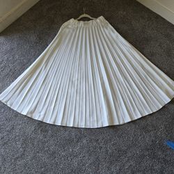 Anewsta Plus Size Women's Solid Color Pleated Maxi Skirt