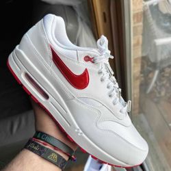 Nike Air Max 1 Premium Valentines Day White University Red Og Retro Size 11.5 Men’s New