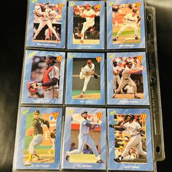 18 Collectible Baseball Cards In Plastic Protector Sheet