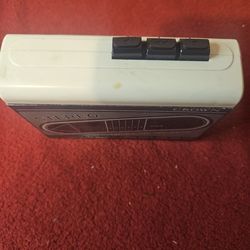 Retro Crown Stereo Cassette Player Model SZ-33. Has anti-rolling mechanism for smooth tunes. Takes two 1.5V batteries. Made in Taiwan. Has a belt clip
