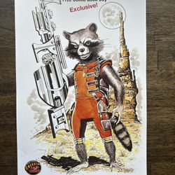 Autographed By Joe Sinnott 11x17 Rocket Raccoon Poster Free Comic Book Exclusive