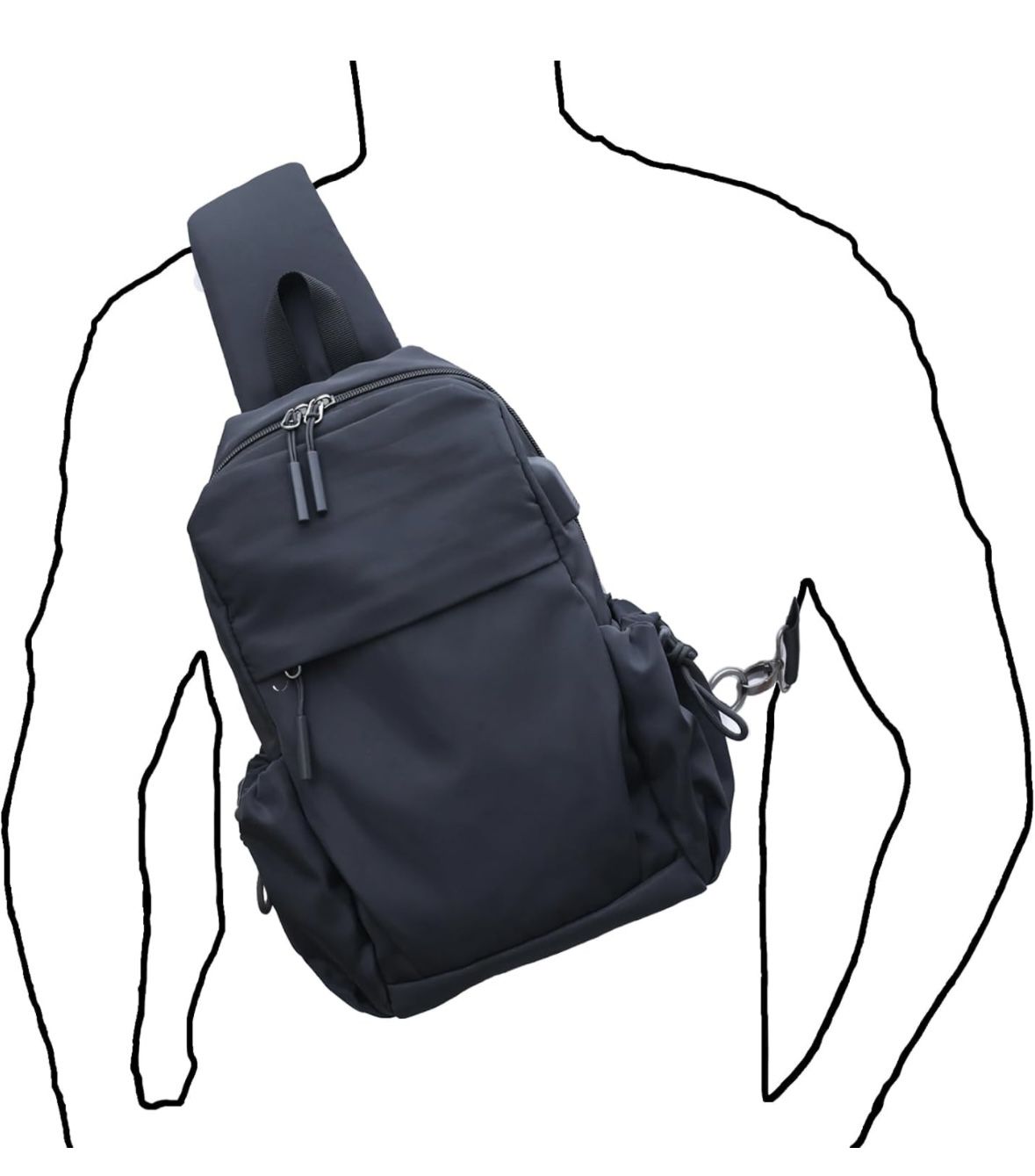 Small Black Sling Crossbody Backpack Shoulder Bag