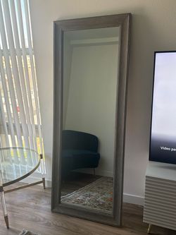 Large Full-Length Floor Mirror – Dark Wood Frame