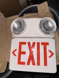 Emergency Exit Sign Light Combo - Red Letters Battery Backup