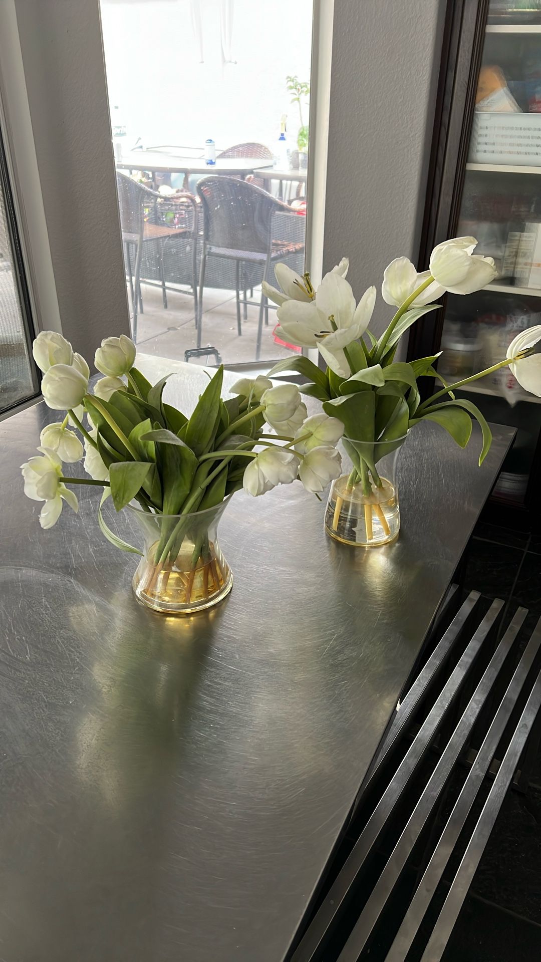 Artificial Flower Arrangement Glass Vase