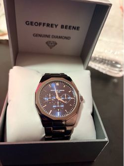 Geoffrey Beene Genuine Diamond Men’s Quartz Black Multi-Dial Watch Box Manual