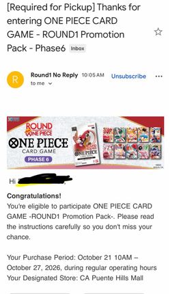 One Piece Round 1 One Allocation Spot (Wave 6)
