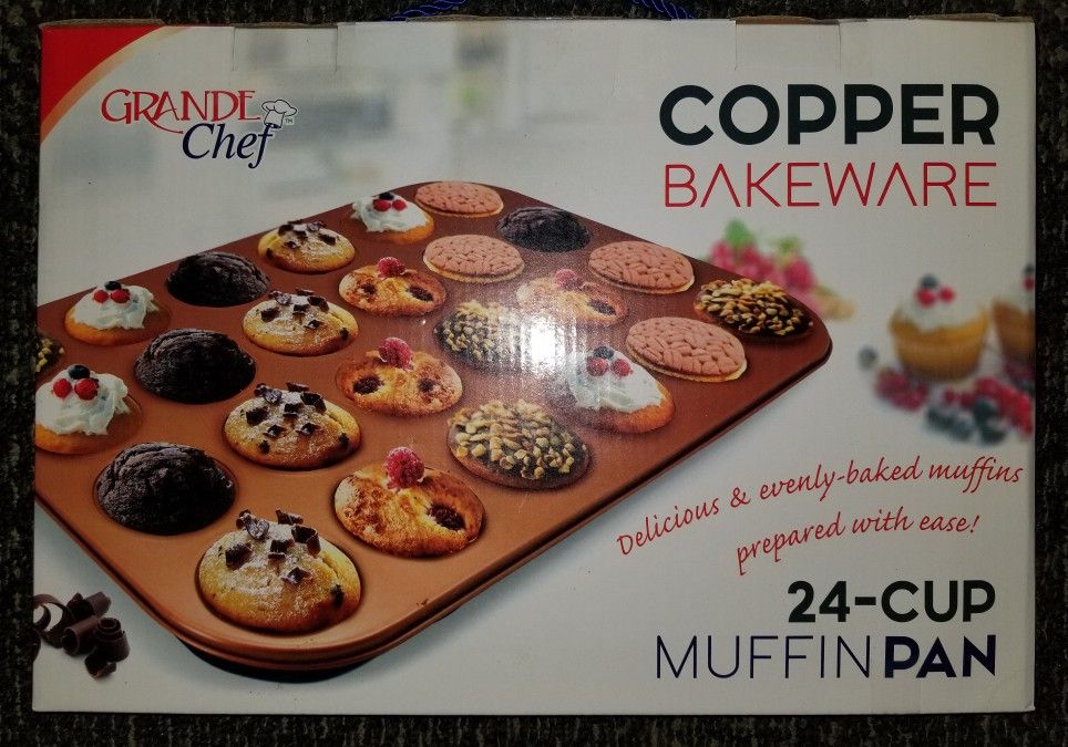 Grande Chef * Copper Bakeware * 24 Cup Muffin Pan * BRAND NEW