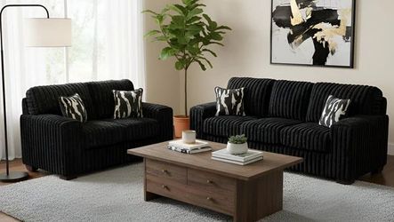 FREE White Glove Delivery – S319 Sofa and Loveseat Black Sofa & Loveseat Set | Brand New
