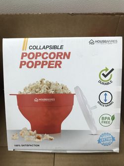 Collapsible Silicone Microwave Hot Air Popcorn Popper Bowl With Lid and Handles