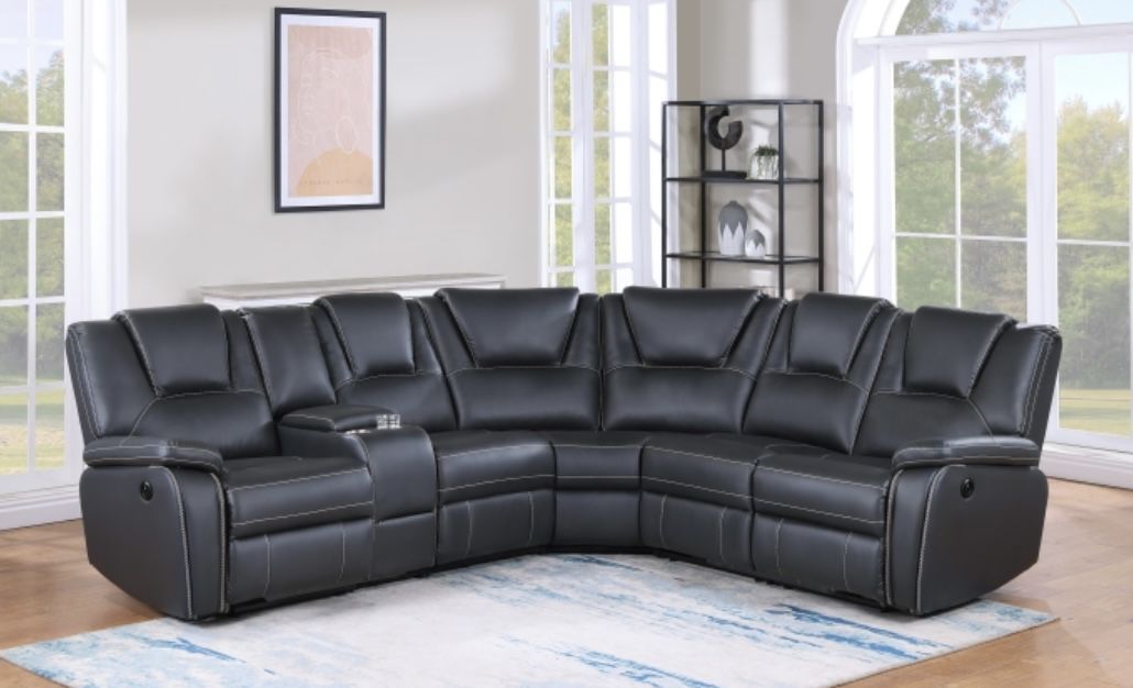 New Black Recliner Sectional Sofa Couch 