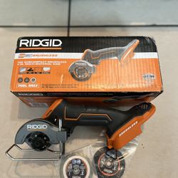 Ridgid 18V SubCompact Brushless Cordless 3 in. Multi-Material Saw (Tool Only) with (2) Cutting Wheels