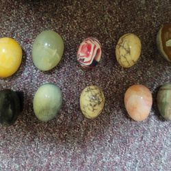Marble + Onyx stone hand carved eggs | vintage marble