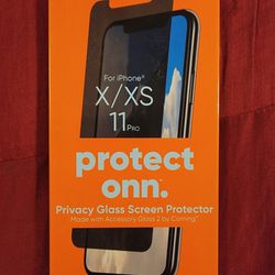 Onn Protect Privacy Glass Screen PROTECTOR  for iPhone X/XS 11 Pro