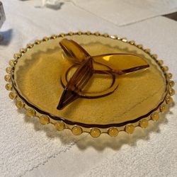 Vintage Amber glass- Hobnail