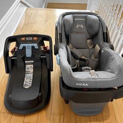 UppaBaby Mesa Infant Car Seat w/ 2 x Bases, OEM Manual & Goldbug Dual Facing Mirror