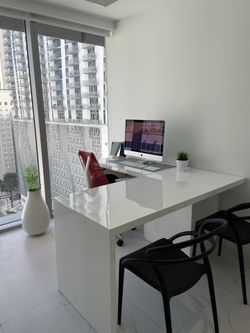 Modani Office Desk With Extra L-Extention White