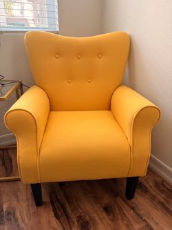 Yellow Tufted Wingback Accent Arm Chair