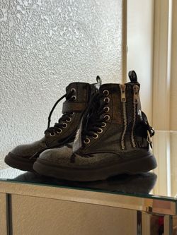Girls Glitter Combat Boots – Size 1