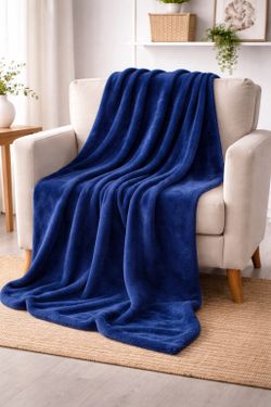 Navy Blue Color Throw Size Blanket Brand New