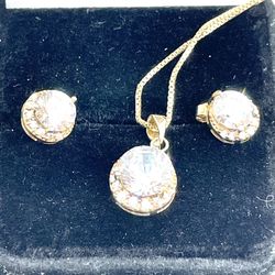 Sterling Crystal Necklace and Earrings 